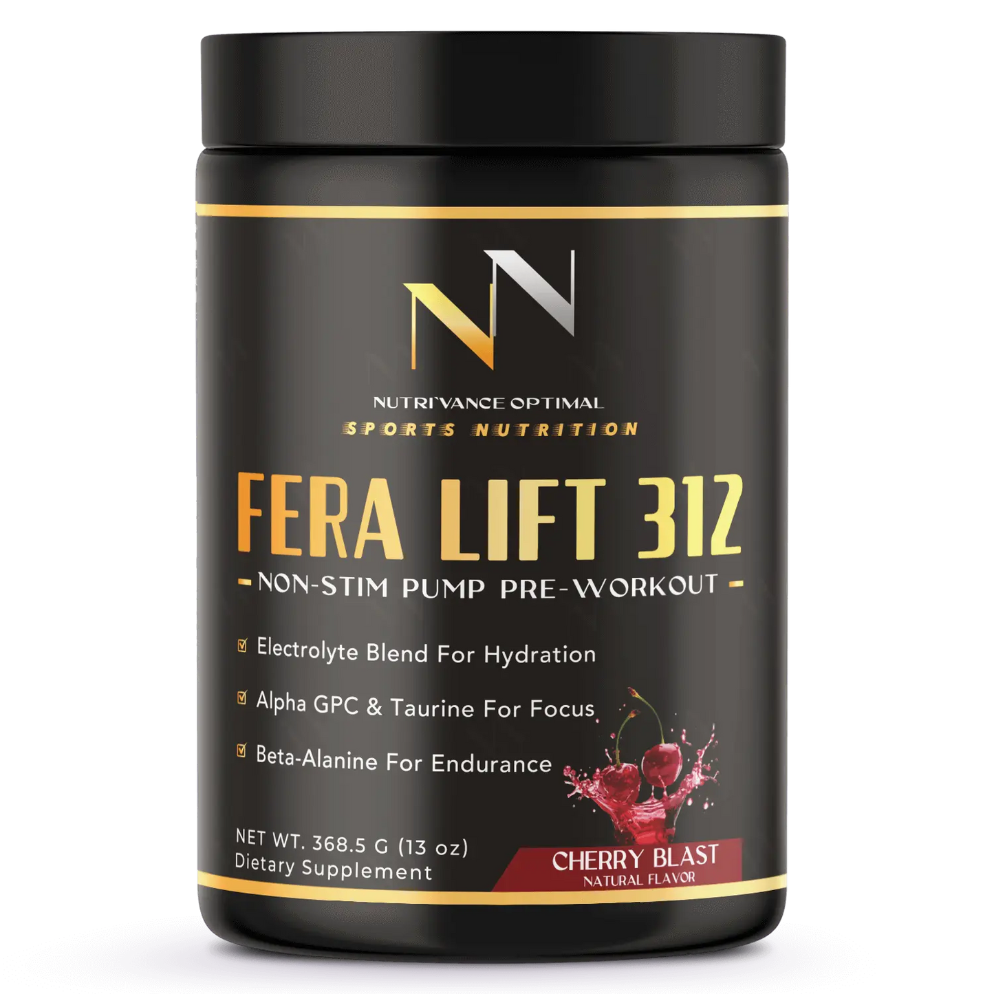 FERA LIFT 312™ – Stimulant-Free Pump Pre-Workout for Muscle Pumps, Focus & Endurance (Cherry Blast) Nutri`Vance Optimal Sports Nutrition