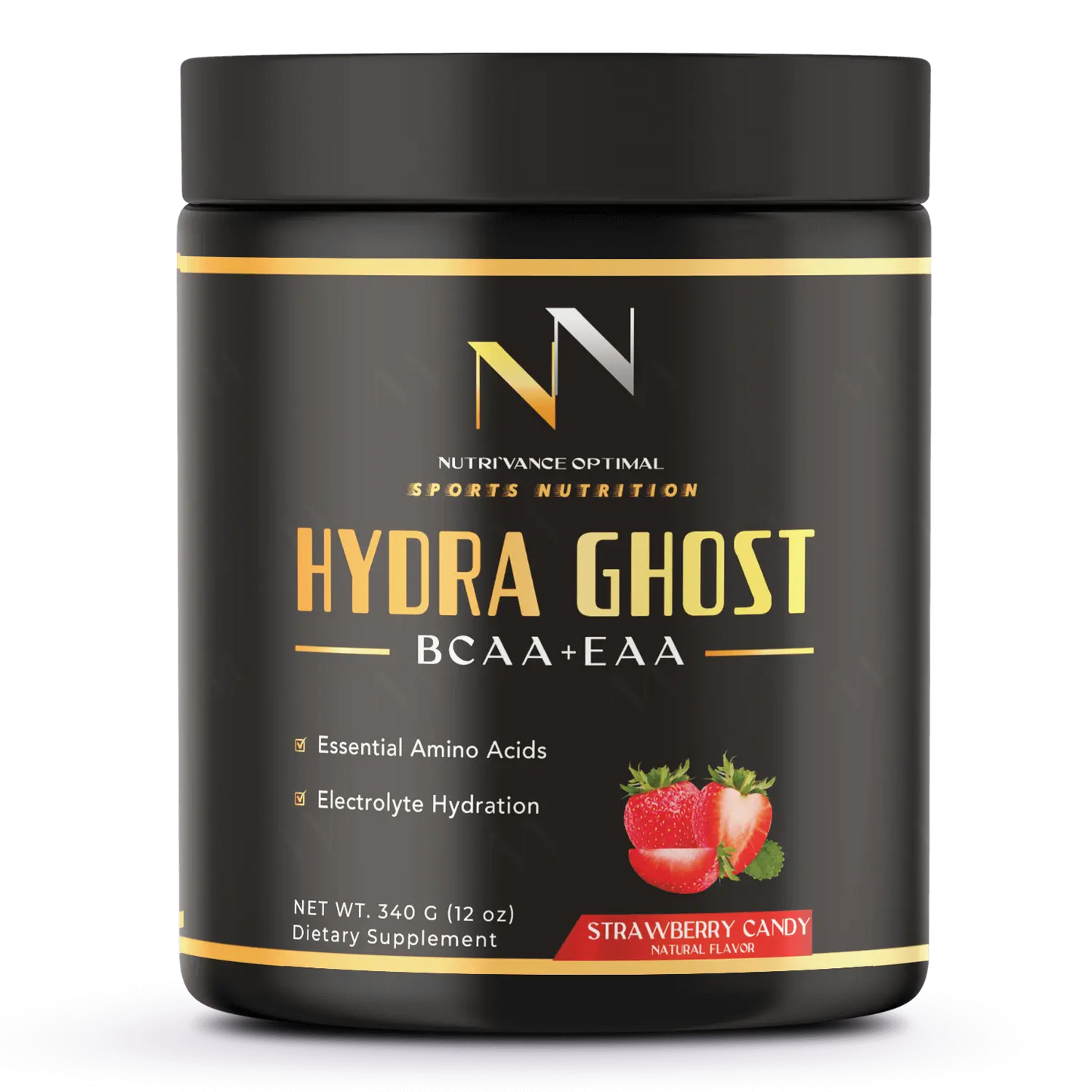 HYDRA GHOST™ – EAA + BCAA Intra-Workout Fuel for Lean Muscle, Hydration & Recovery Strawberry Candy Nutri`Vance Optimal Sports Nutrition