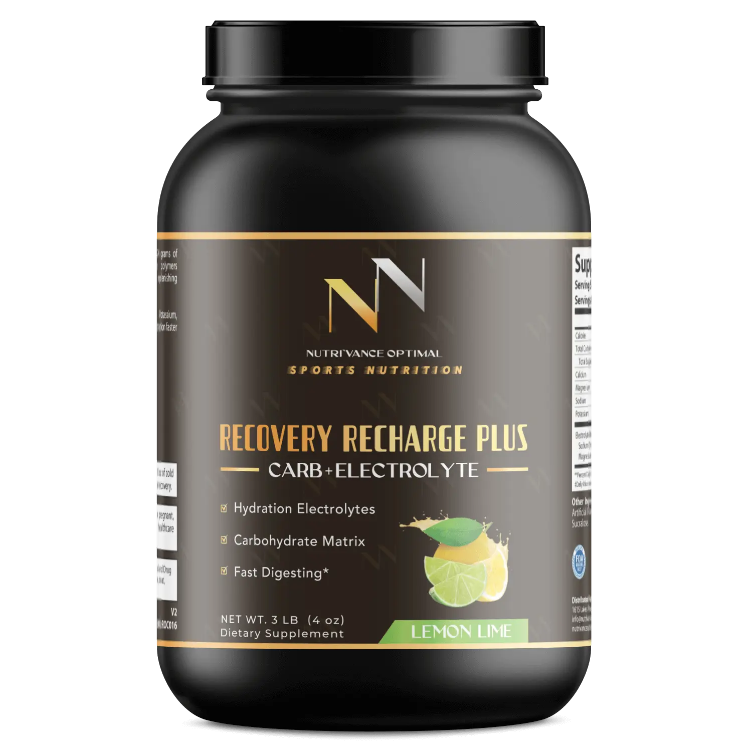 RECHARGE PLUS™ – Fast-Digesting Carb + Electrolyte Blend for Recovery & Hydration (Lemon Lime) Nutri`Vance Optimal Sports Nutrition
