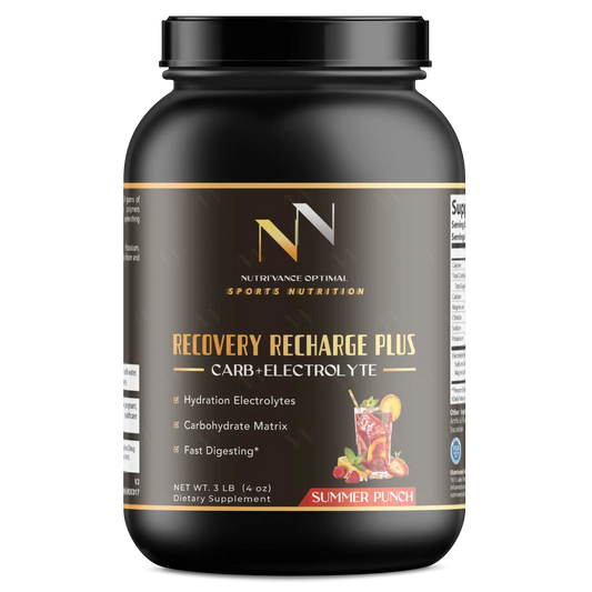 RECHARGE PLUS™ – Fast-Digesting Carb + Electrolyte Blend for Recovery & Hydration Summer Punch Nutri`Vance Optimal Sports Nutrition