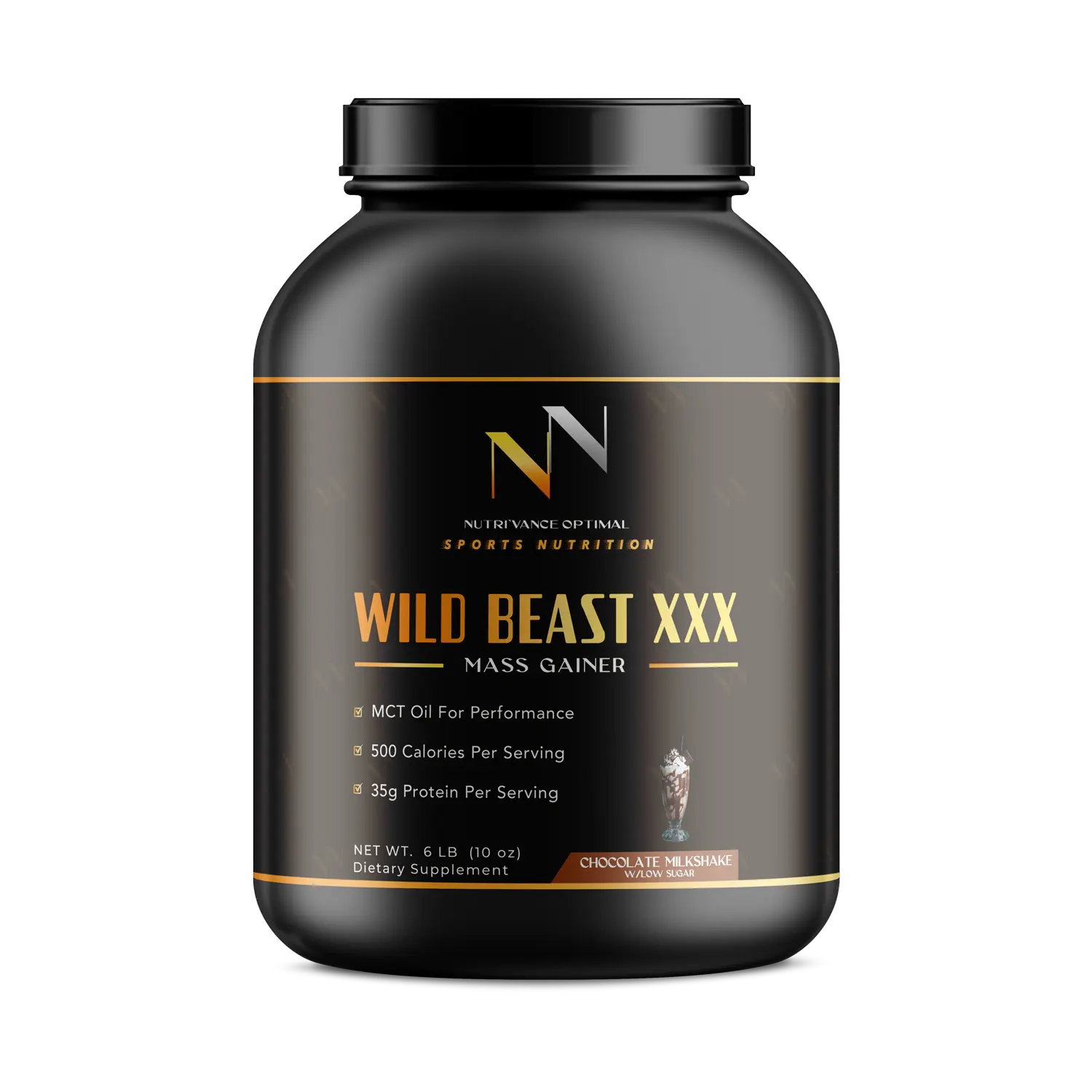 WHEY BEAST XXX™ – Advanced Mass Gainer with 35g Protein, 80g Carbs & MCT Oil (Chocolate Milkshake) Nutri`Vance Optimal Sports Nutrition