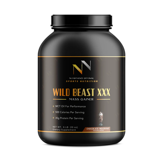 WHEY BEAST XXX™ – Advanced Mass Gainer with 35g Protein, 80g Carbs & MCT Oil (Chocolate Milkshake) Nutri`Vance Optimal Sports Nutrition