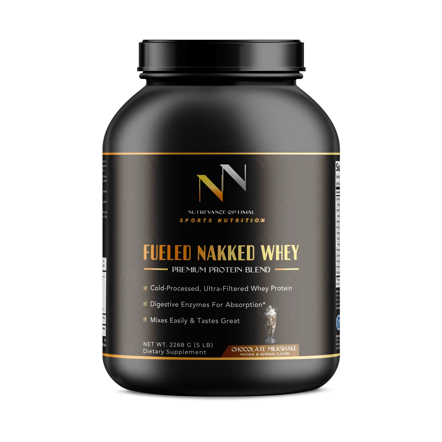FUELED NAKKED WHEY™ PRO25 – 75% Pure Whey Isolate + BCAAs for Rapid Absorption & Lean Muscle Growth (Chocolate) Nutri`Vance Optimal Sports Nutrition