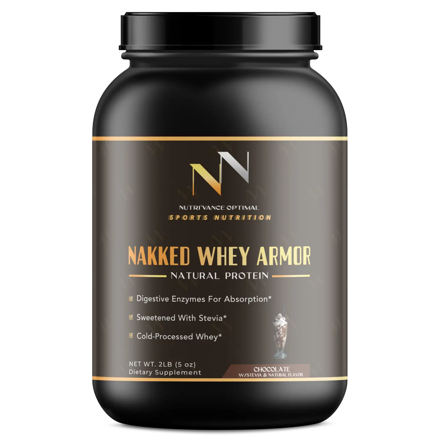 NAKKED WHEY ARMOR™ – Ultra-Filtered Non-GMO Whey Isolate for Lean Muscle & Clean Recovery - Chocolate Nutri`Vance Optimal Sports Nutrition