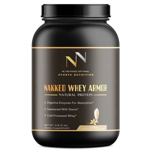 NAKKED WHEY ARMOR™ – Ultra-Filtered Non-GMO Whey Isolate for Lean Muscle & Clean Recovery - Vanilla Nutri`Vance Optimal Sports Nutrition