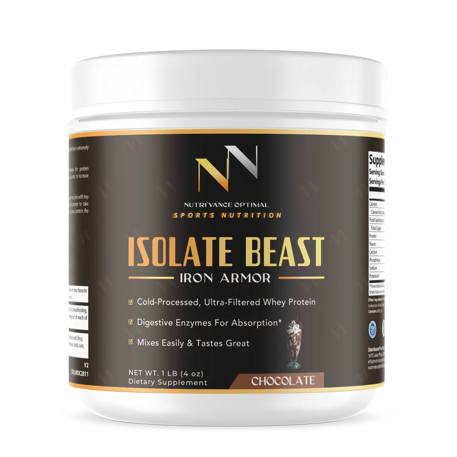 ISOLATE BEAST™ – Ultra-Filtered Whey Isolate for Rapid Absorption & Lean Muscle Recovery (Chocolate) Nutri`Vance Optimal Sports Nutrition