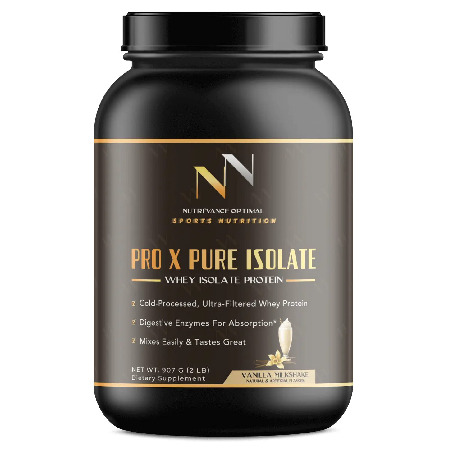 PRO X PURE ISOLATE™ – Ultra-Filtered Whey Isolate for Rapid Absorption & Lean Muscle Growth Vanilla Nutri`Vance Optimal Sports Nutrition
