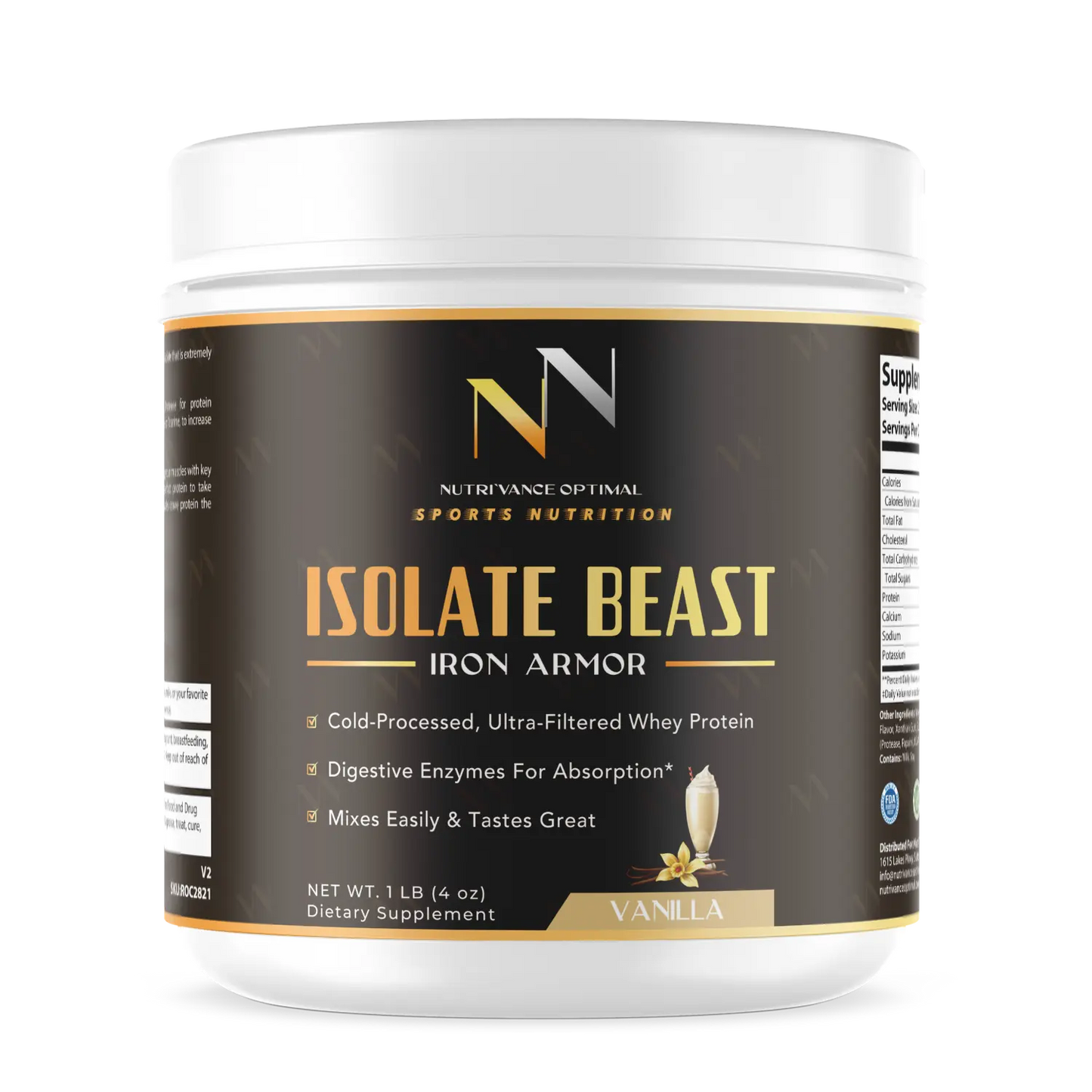 ISOLATE BEAST™ – Ultra-Filtered Whey Isolate for Rapid Absorption & Lean Muscle Recovery (Vanilla) Nutri`Vance Optimal Sports Nutrition
