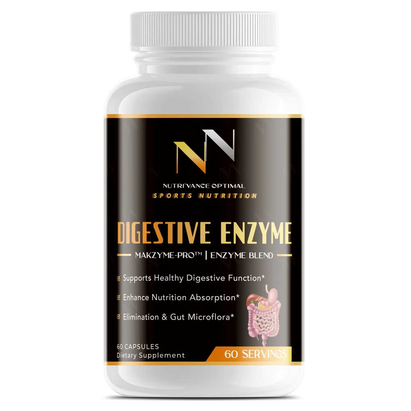 DIGESTIVE ENZYME PRO™ – Makzyme Pro™ Blend for Nutrient Absorption, Gut Health & Energy Optimization Nutri`Vance Optimal Sports Nutrition