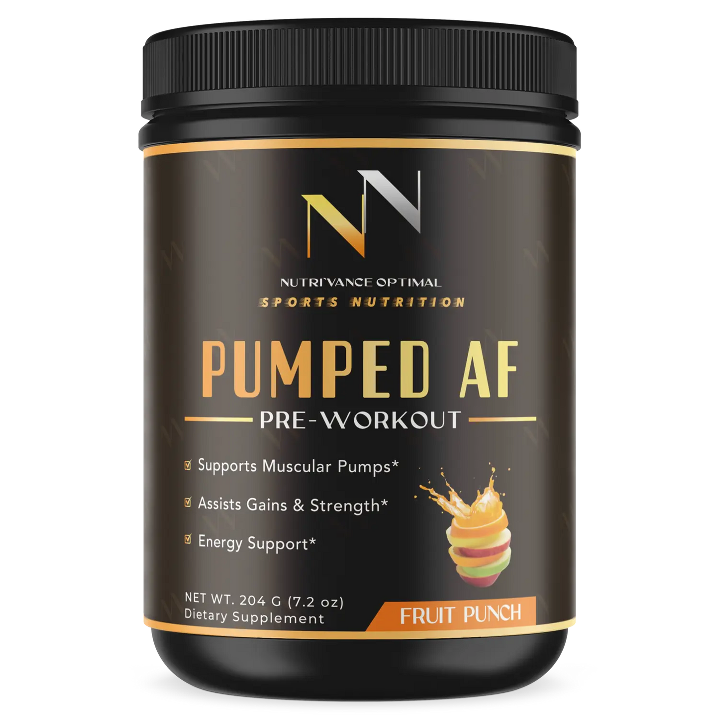 PUMPED AF™ – Stimulant-Free Pre-Workout for Energy, Focus, Endurance & Muscle Pumps (Fruit Punch) Nutri`Vance Optimal Sports Nutrition