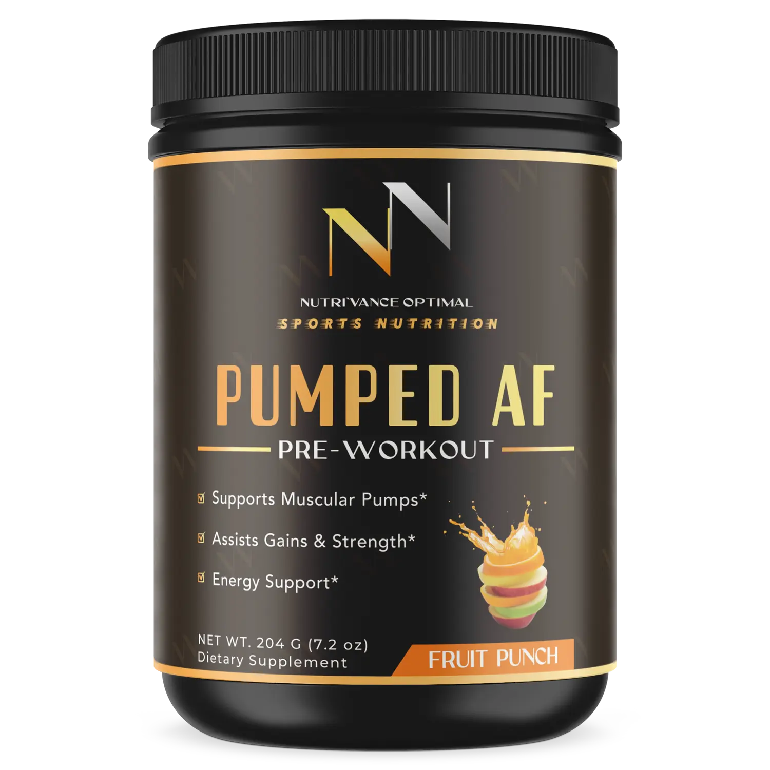 PUMPED AF™ – Stimulant-Free Pre-Workout for Energy, Focus, Endurance & Muscle Pumps (Fruit Punch) Nutri`Vance Optimal Sports Nutrition