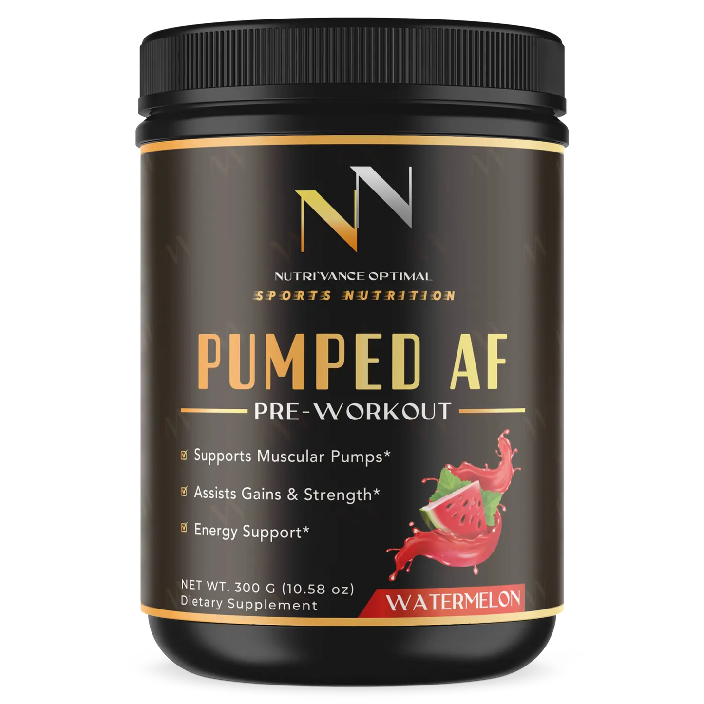 PUMPED AF™ – Stimulant-Free Pre-Workout for Energy, Focus, Endurance & Muscle Pumps (Watermelon) Nutri`Vance Optimal Sports Nutrition