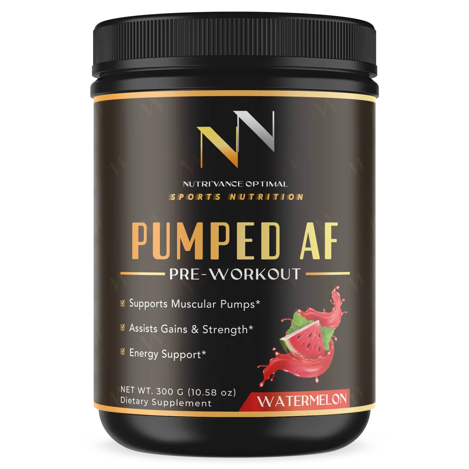 PUMPED AF™ – Stimulant-Free Pre-Workout for Energy, Focus, Endurance & Muscle Pumps (Watermelon) Nutri`Vance Optimal Sports Nutrition
