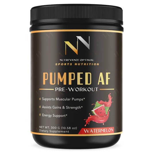 PUMPED AF™ – Stimulant-Free Pre-Workout for Energy, Focus, Endurance & Muscle Pumps (Watermelon) Nutri`Vance Optimal Sports Nutrition