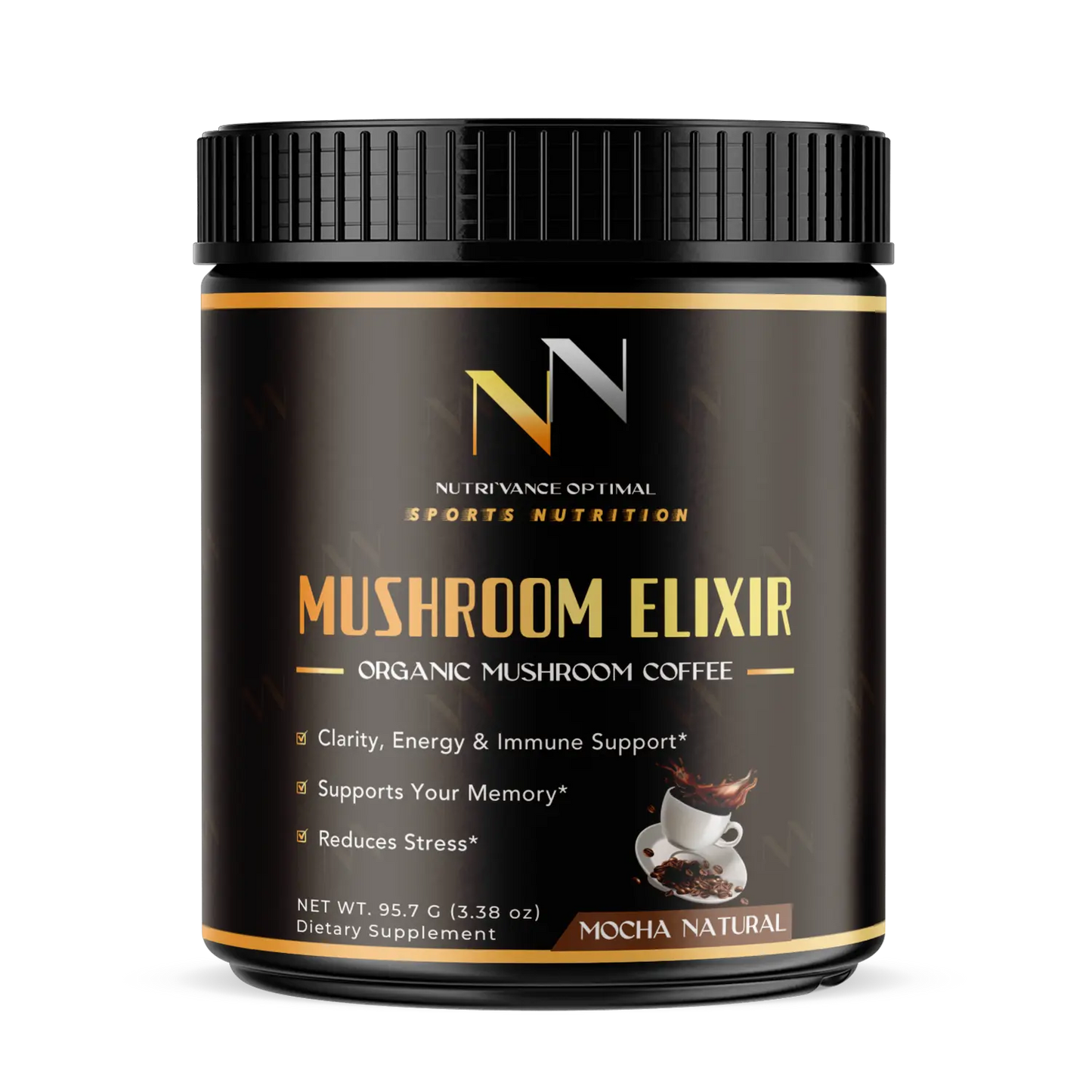 MUSHROOM COFFEE BLEND™ – Mocha Natural Flavor with Organic Mushroom Complex Nutri`Vance Optimal Sports Nutrition