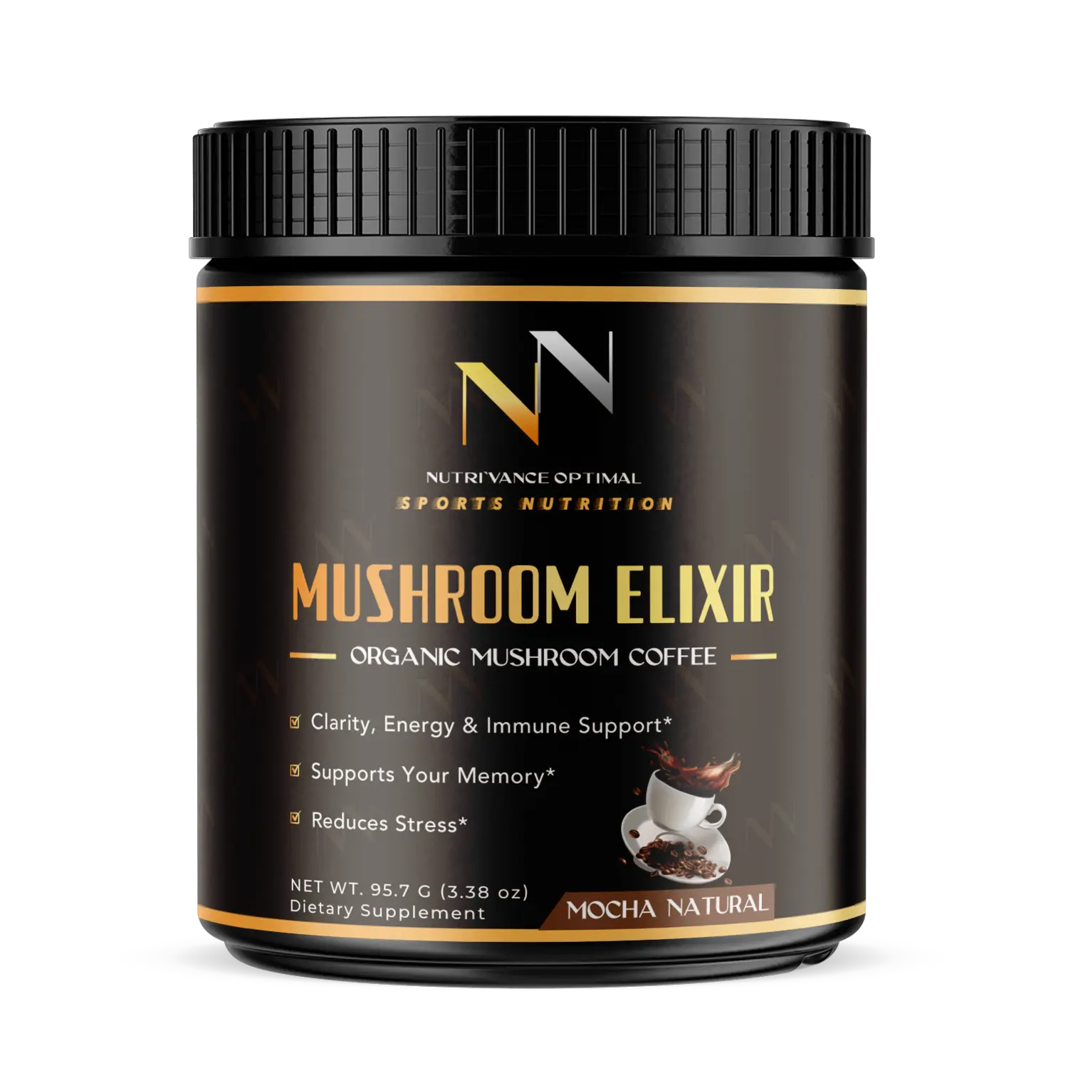 MUSHROOM COFFEE BLEND™ – Mocha Natural Flavor with Organic Mushroom Complex Nutri`Vance Optimal Sports Nutrition