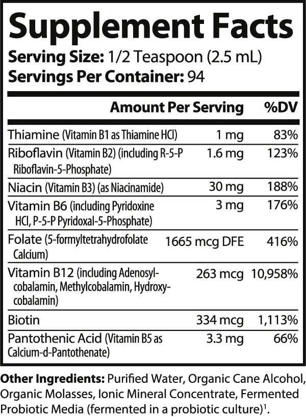 FERMENTED B-COMPLEX™ 8oz – Probiotic-Fermented B Vitamins for Energy, Mood, Liver & Adrenal Health Nutri`Vance Optimal Sports Nutrition