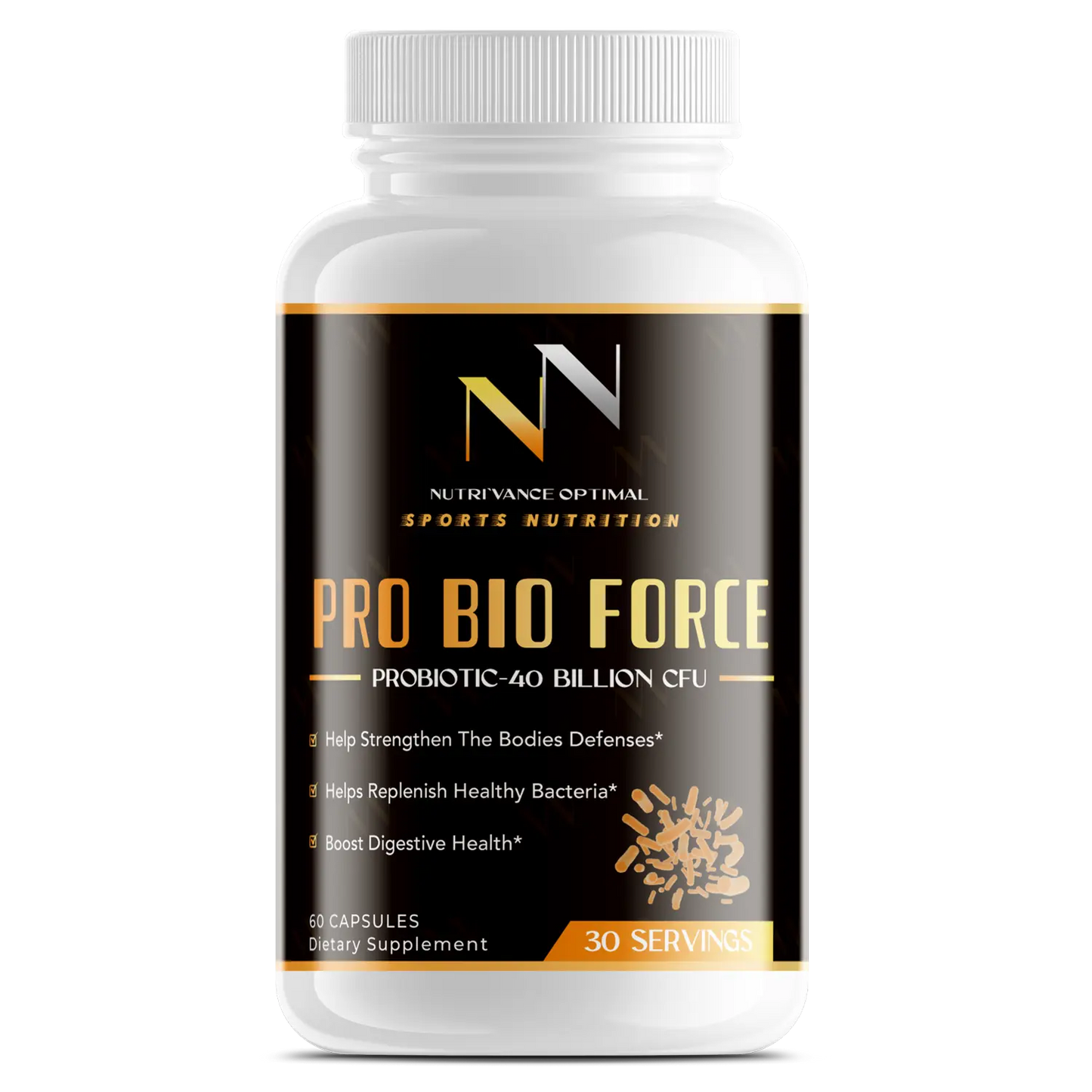 PRO BIO FORCE™ – 40 Billion CFU Probiotic for Gut Health, Immune Support & Athletic Performance Nutri`Vance Optimal Sports Nutrition
