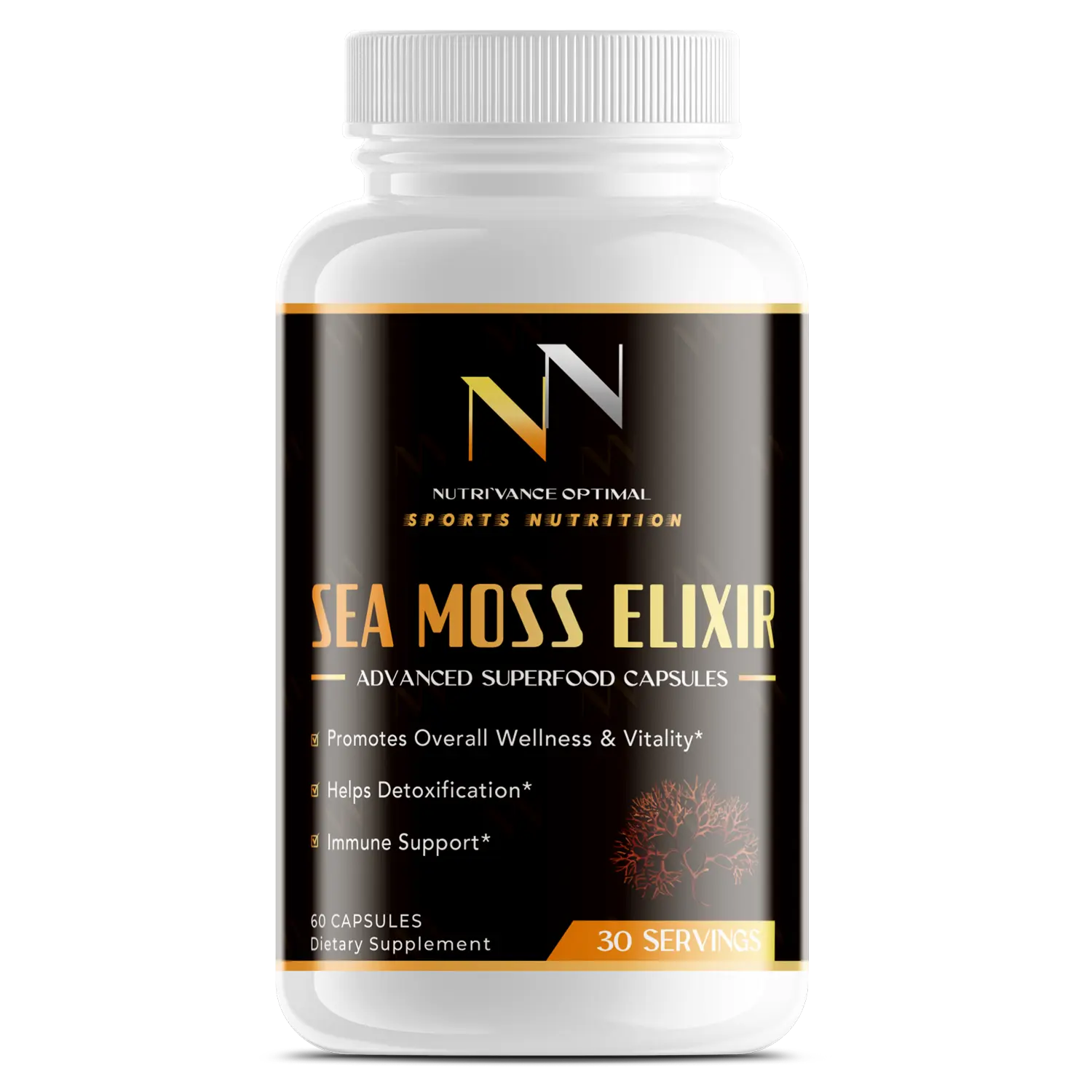 SEA MOSS ELIXIR™ – Irish Sea Moss + Bladderwrack + Burdock Root for Detox, Gut Health & Anti-Inflammatory Support Nutri`Vance Optimal Sports Nutrition