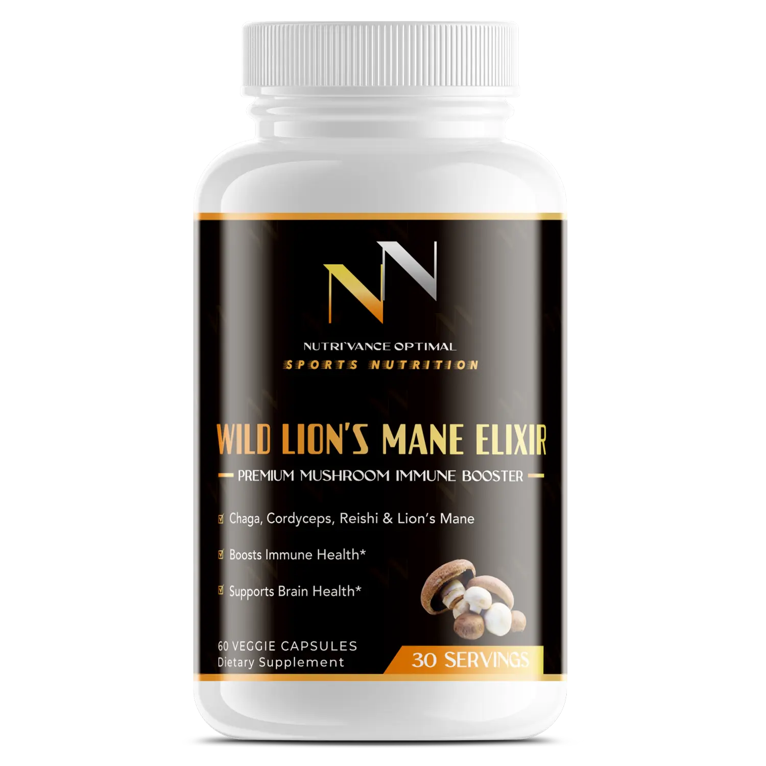 WILD LION’S MANE ELIXIR – Advanced Mushroom-Based Wellness Formula Nutri`Vance Optimal Sports Nutrition