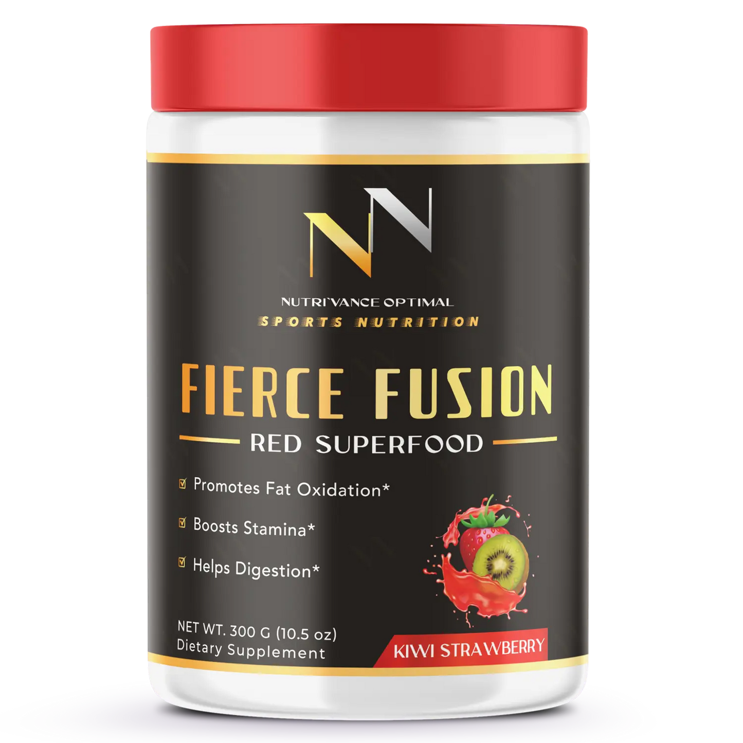 FIERCE FUSION™ – Red Superfood Blend for Immunity, Energy, Detox & Anti-Aging Recovery Kiwi Strawberry Nutri`Vance Optimal Sports Nutrition