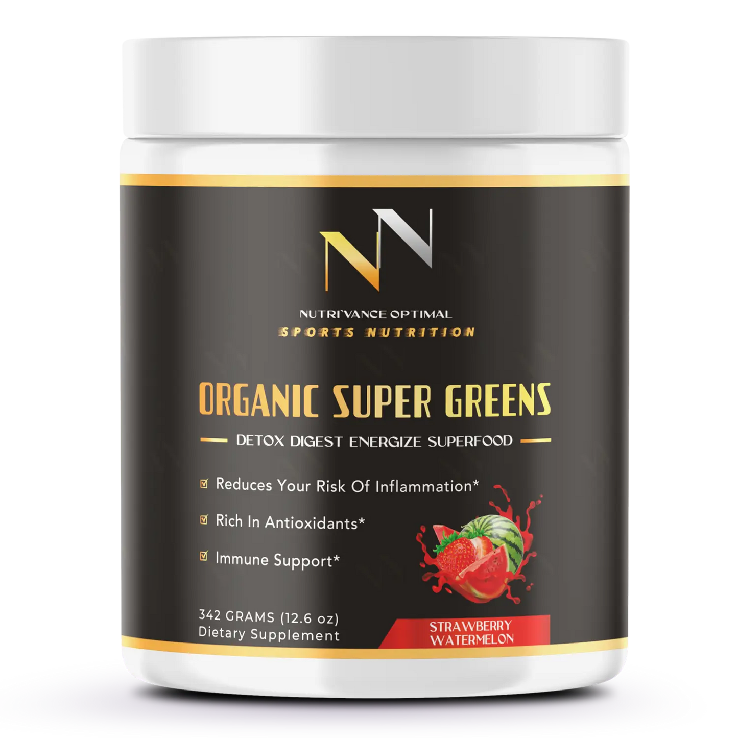 ORGANIC SUPER GREENS™ – Immunity, Energy, Detox & Gut Health Superfood Blend - Watermelon Nutri`Vance Optimal Sports Nutrition