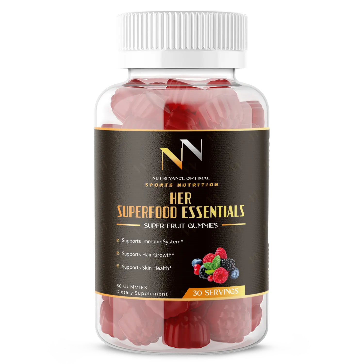 HER SUPERFOOD ESSENTIALS™ – Vitamin & Antioxidant Blend in a Delicious Gummy Format Nutri`Vance Optimal Sports Nutrition