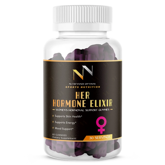 HER HORMONE ELIXIR™ – Gentle Support for Everyday Flow Cranberry • Chasteberry • Vitamin B6 • Naturally Flavored Gummies Nutri`Vance Optimal Sports Nutrition