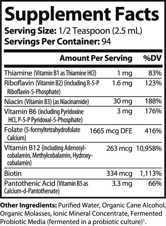 FERMENTED B-COMPLEX™ 8oz – Probiotic-Fermented B Vitamins for Energy, Mood, Liver & Adrenal Health Nutri`Vance Optimal Sports Nutrition
